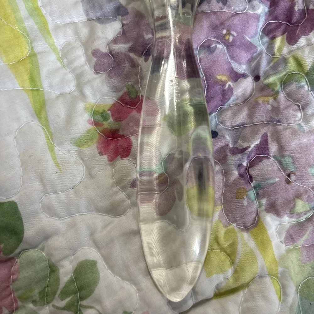 VTG Clear Lucite Acrylic Nylon Hair Brush Vanity Dresser Brush Cream Bristles